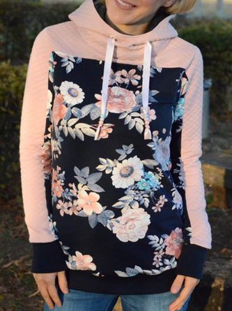 Casual Floral Cotton-Blend Sweatshirt