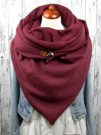 Red Casual Cotton Solid Scarves