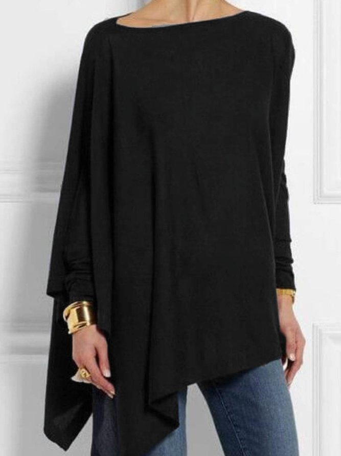 Andynzoe Casual Round Neck Long Sleeve Cotton-Blend T-shirt