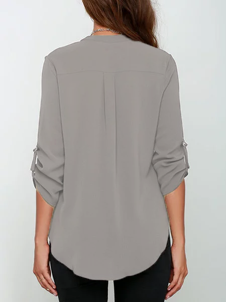 3/4 Sleeve Solid Crew Neck Casual Plus Size Blouse | Tops | Andynzoe 1 ...