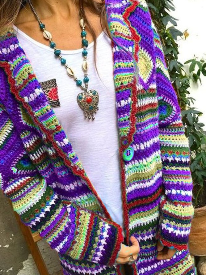 Multicolor Tribal Long Sleeve Sweater