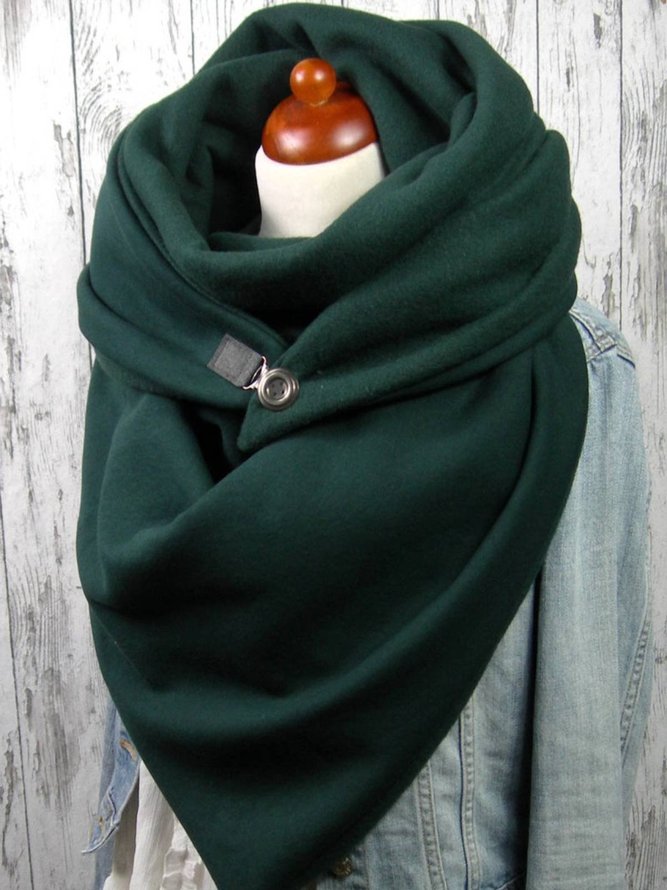 Green Solid Cotton Casual Scarves