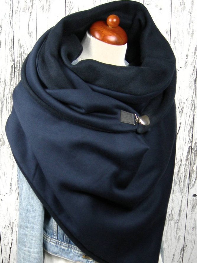 Navy Blue Paneled Casual Cotton Scarves