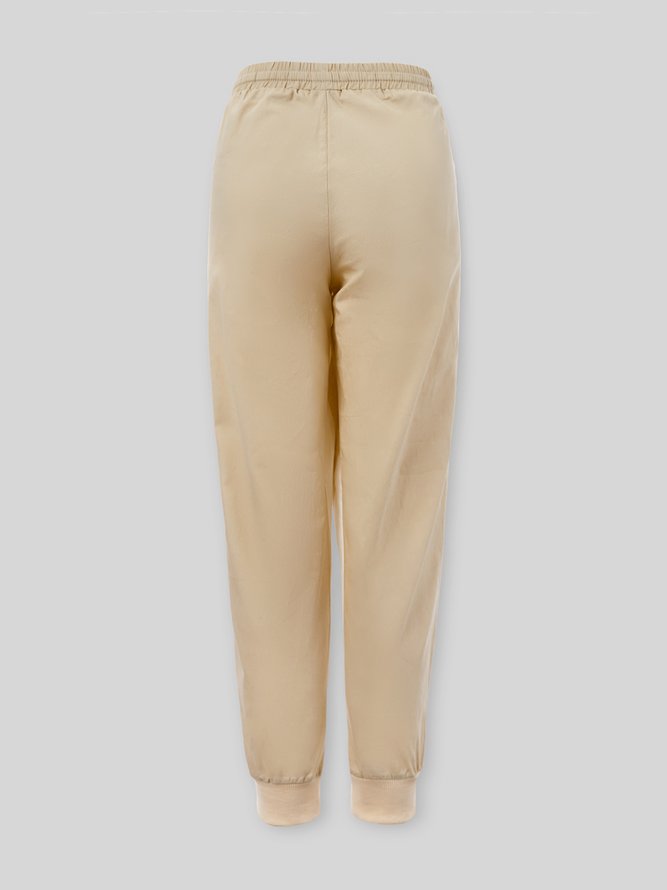 Khaki Casual Cotton Sports Pants