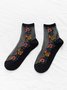Summer Woman Thin Retro Palace Floral Crystal Stockings
