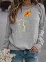 Casual Cotton-Blend Printed Long Sleeve Sweatshirt