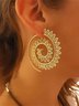 Andynzoe Womens Exaggerated Round Gold Alloy Earrings
