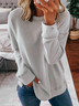 Gray Solid Crew Neck Long Sleeve Shirt & Top